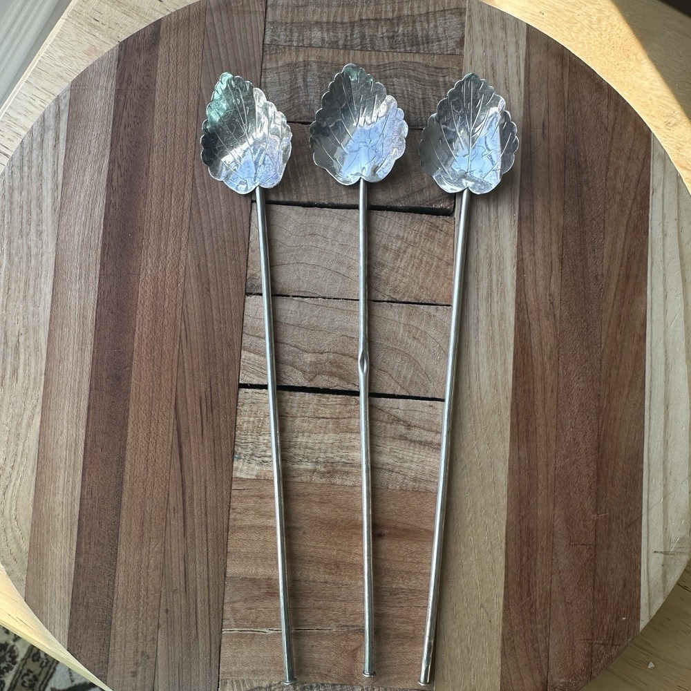 VTG Hector Aguilar Taxco Icetea Spoon Sippers Lot Of 3 Mexico 925 Sterling 17.0g